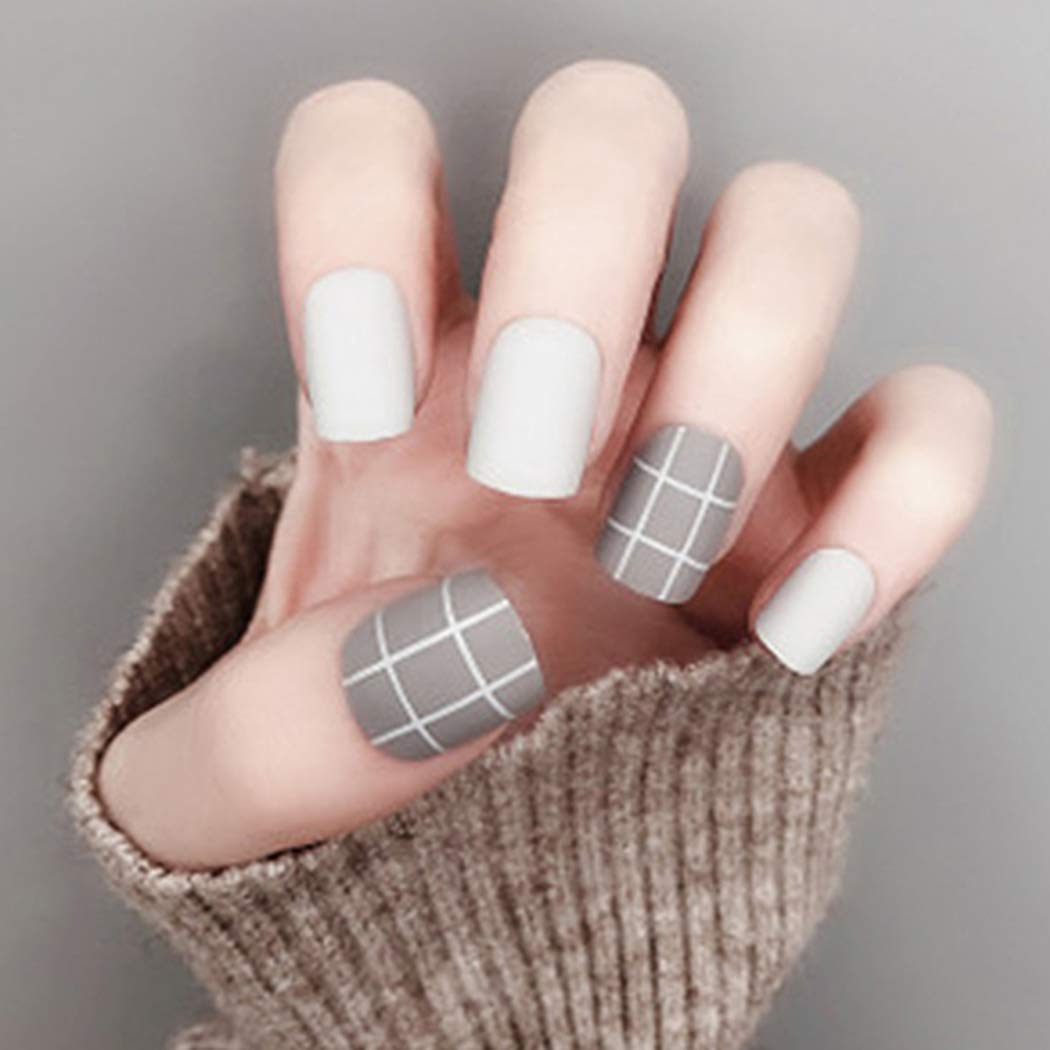 wallpapers Matte Short Grey Acrylic Nails matte fake nails grey short press on