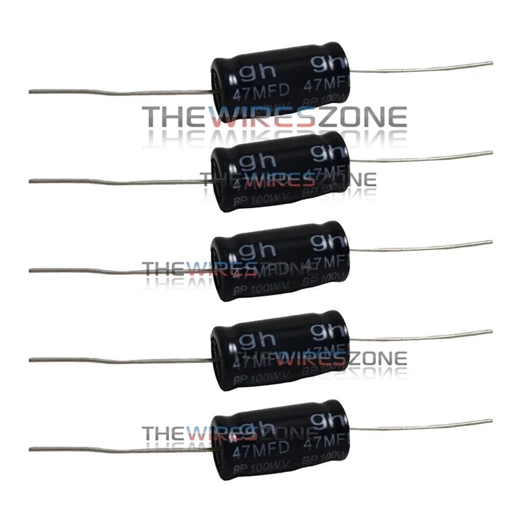 Non Polarized Electrolytic Audio Capacitor 47mfd 47uf 8mm X 24mm Bp 100wv 5 Pk Non Polarized Electrolytic Audio Capacitor 47mfd 47uf 8mm X 24mm Bp 100wv 5 Pk
