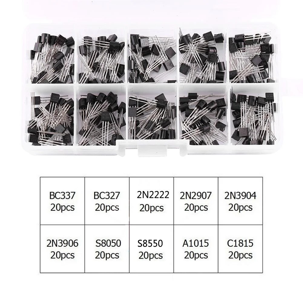200pcs 10 Values Silicon Transistors Assortment Bc337 Bc327