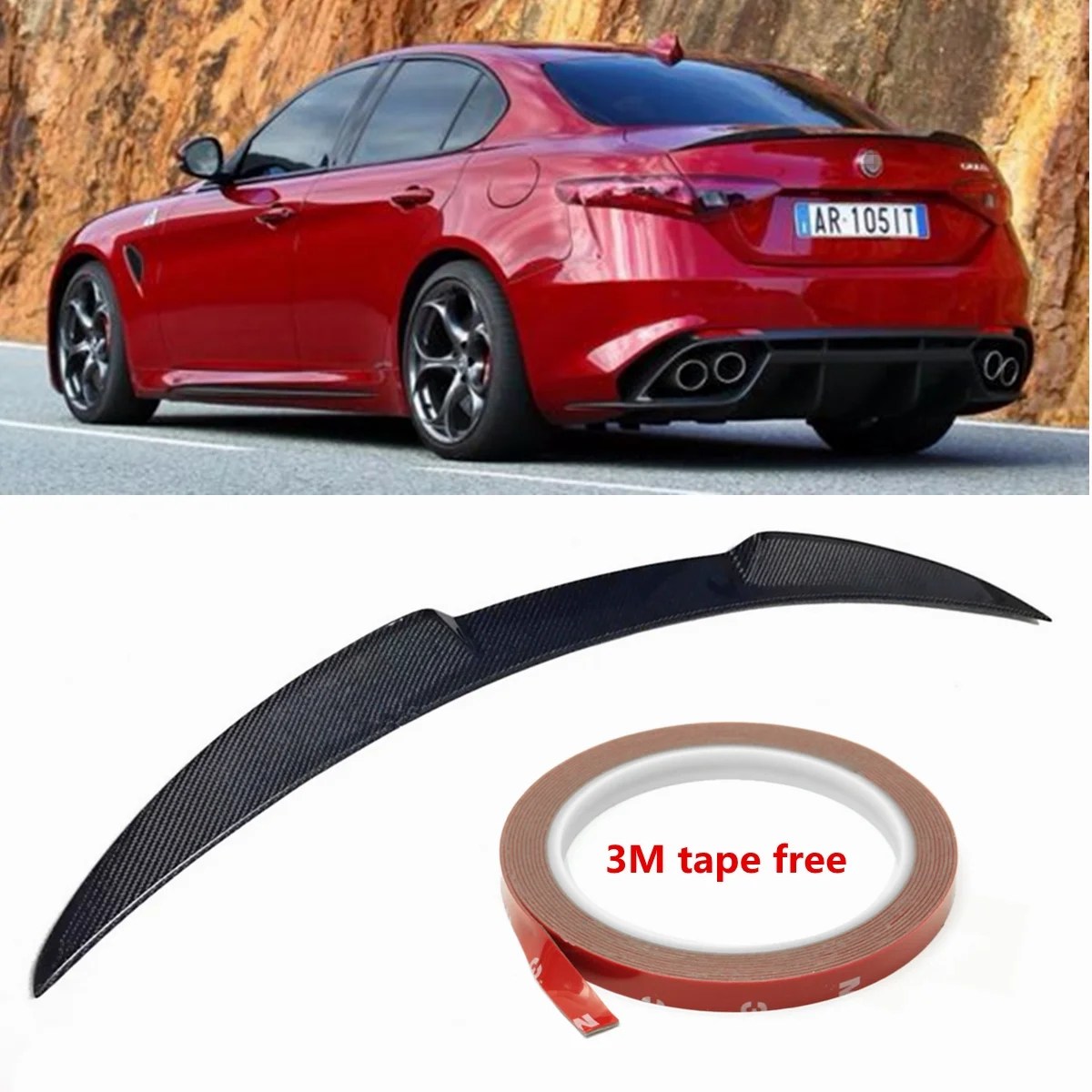 Carbon fiber rear trunk lip spoiler fit for alfa romeo giulia 2017-2018