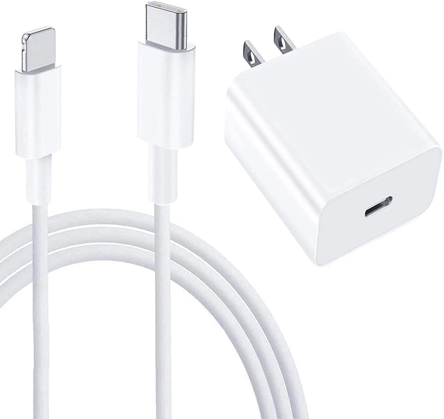 Usb C Wall Charger 18w Usb C Power Adapter Usb C Port Charging Block With Type C To Lightning Cable 2m Walmart Com