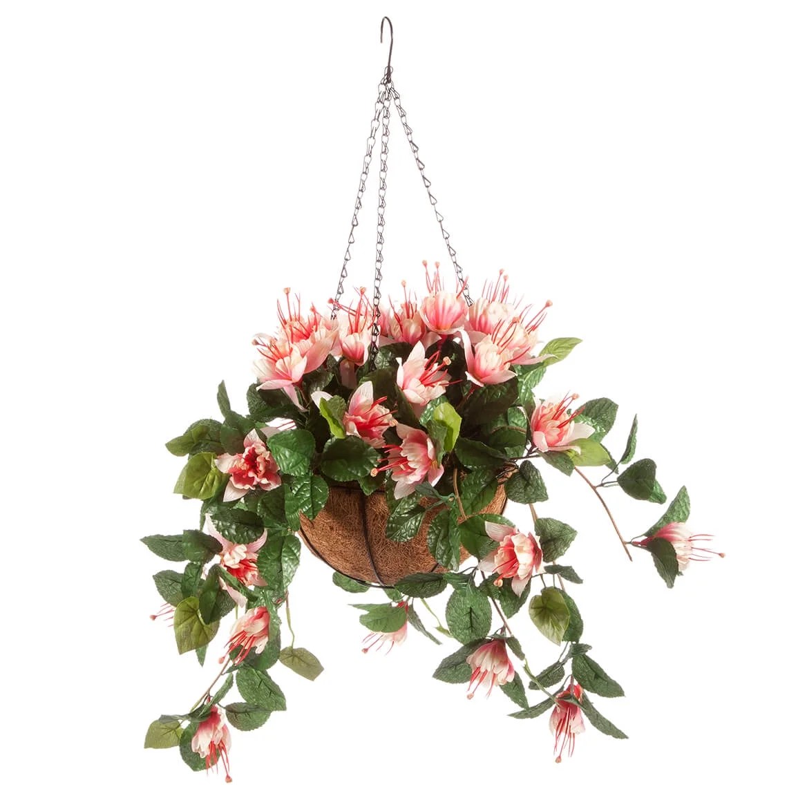 OakRidge Fully Assembled Artificial Fuchsia Hanging Basket, Pink