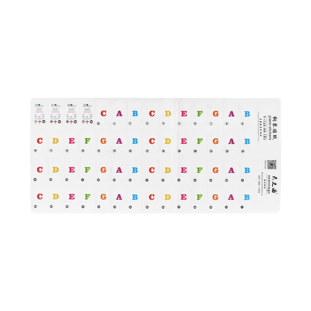piano keyboard music note stickers colorful removable for