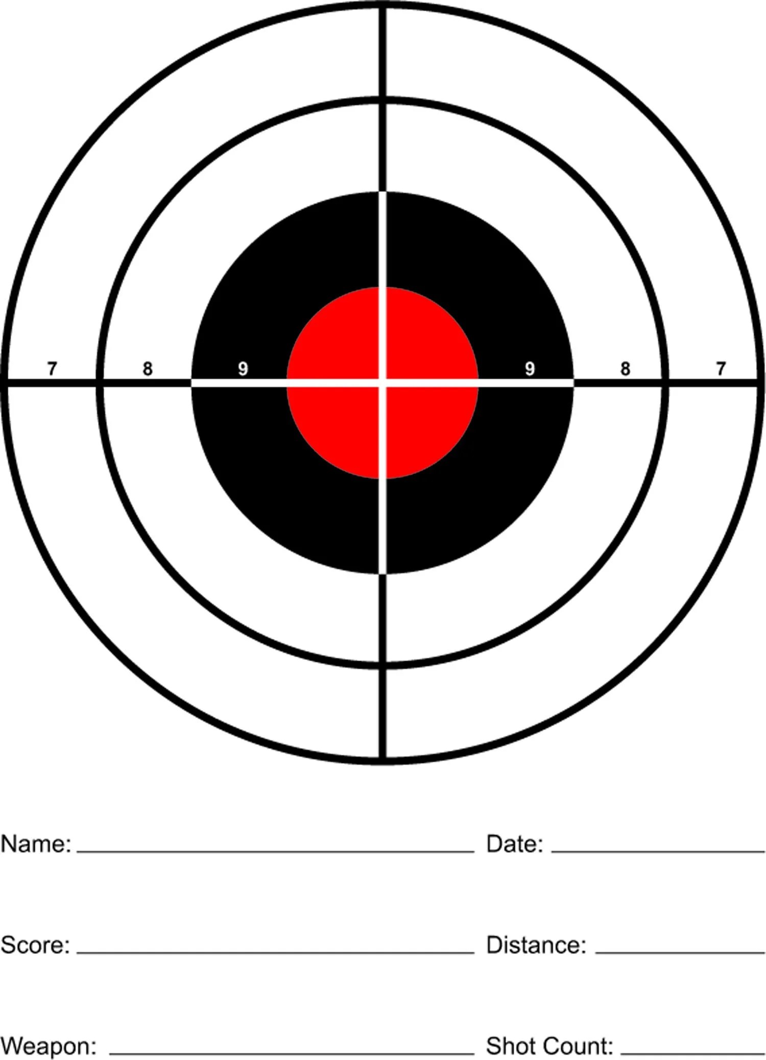 red sight in paper rifle and pistol shooting targets