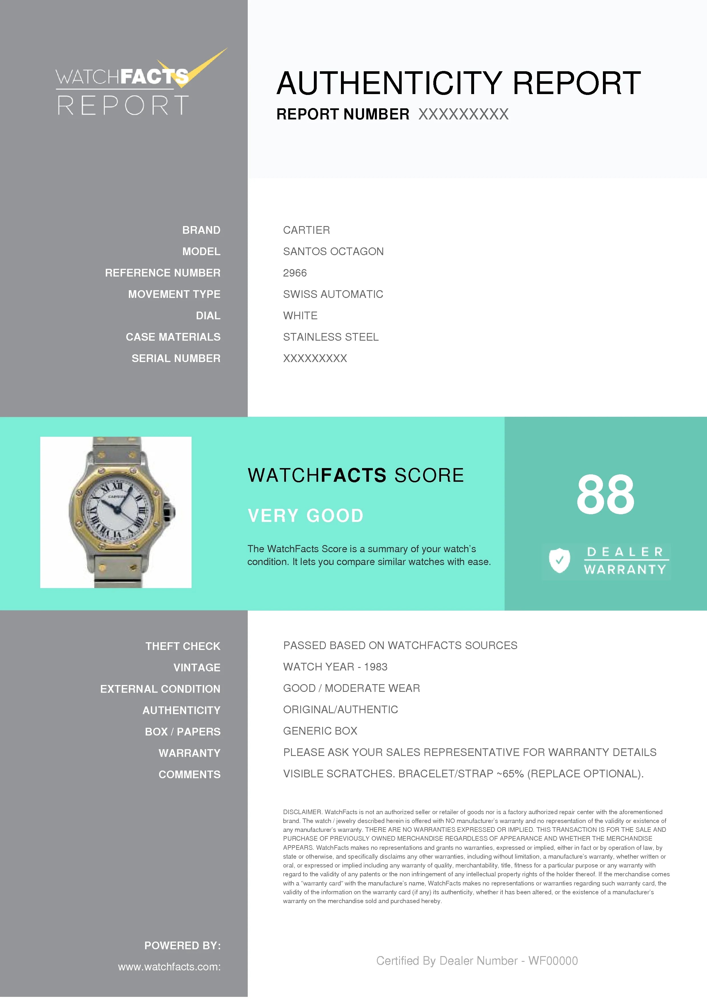 Pre Owned Cartier Santos Octagon 2966 Steel Women Watch Certified Authentic Warranty Walmart Com