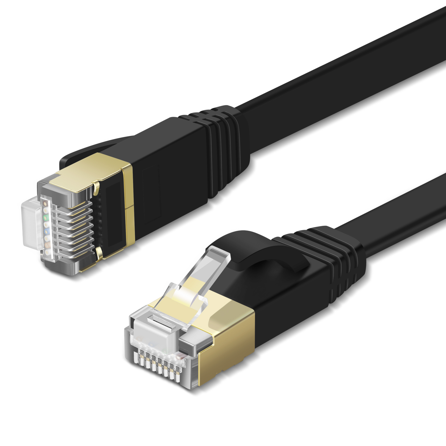 Trim the ends of the . Cat7 Shielded Ethernet Flat Patch Network Cable 50 Ft 10gbps 600mhz High Performance With Snagless Rj45 Connectors Gold Plated Plug S Stp Wires Networking Cable Wiring Black Walmart Com Walmart Com