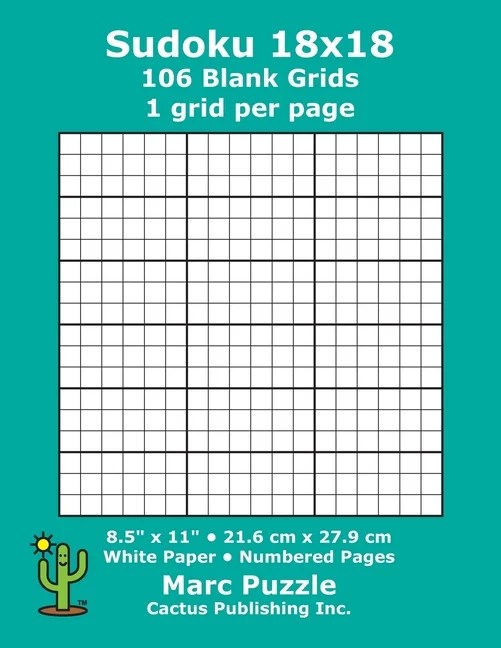 sudoku 18x18 106 blank grids 1 grid per page 85 x 11 216 x 279