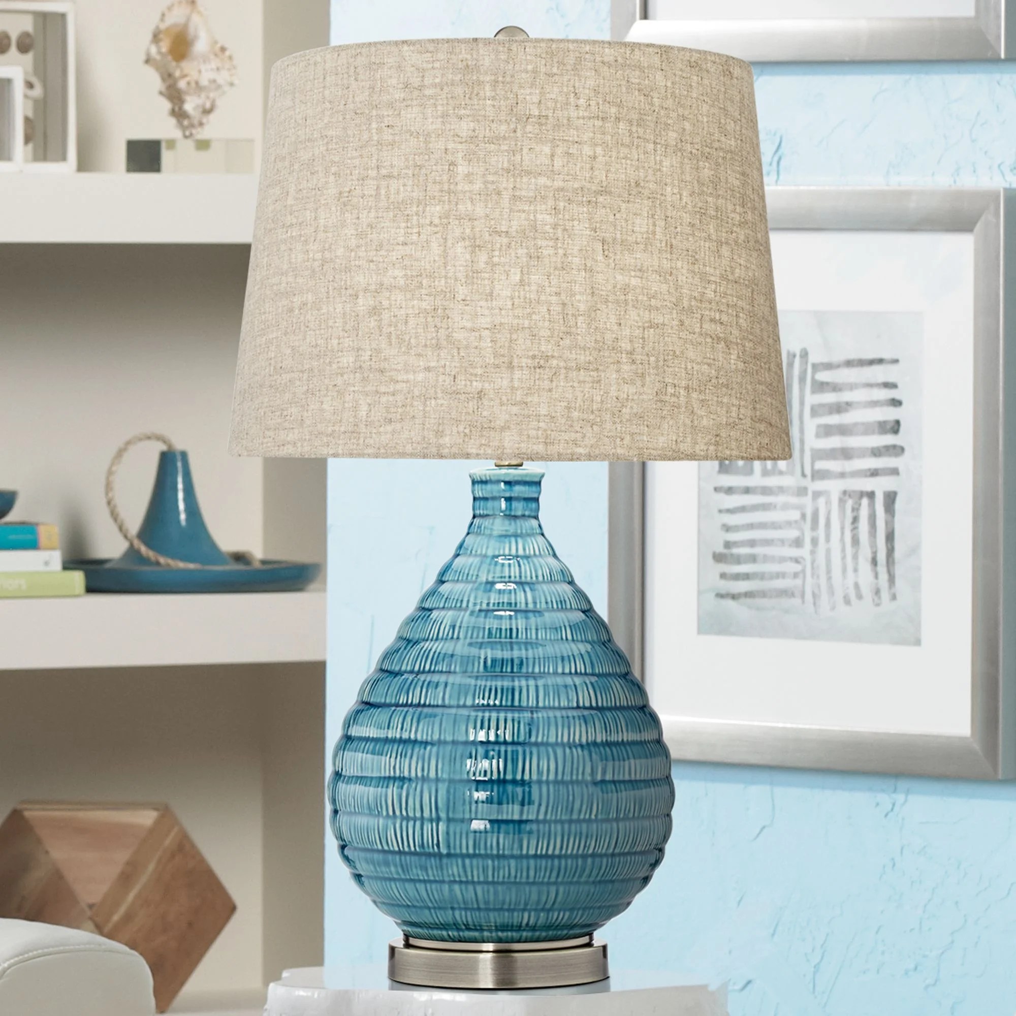 360 lighting mid century modern table lamp textured ceramic 24" high