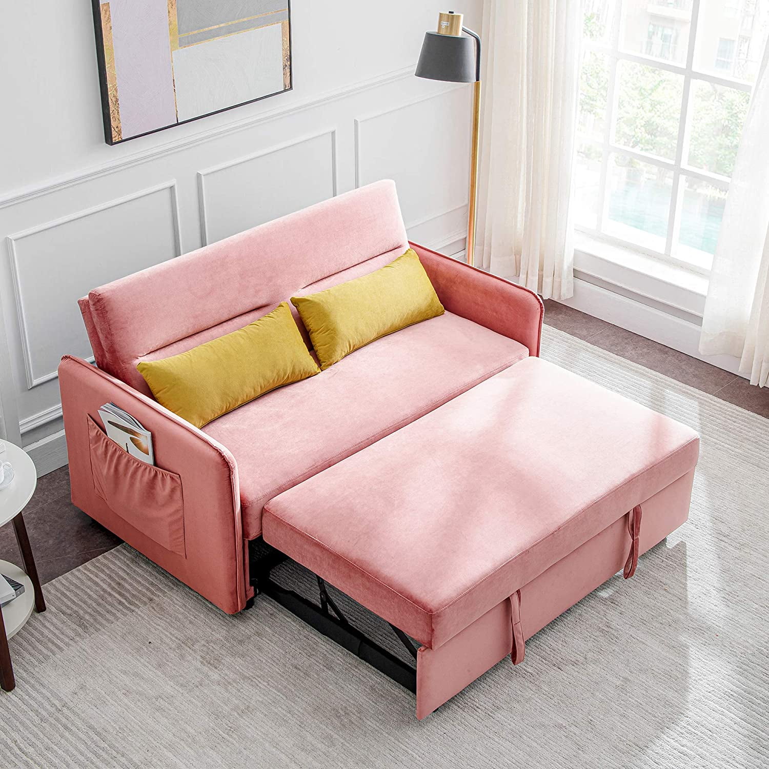 While multifunctional furniture is meant to serve a variety of purposes, few pieces can do it with as much success and style as the joybird hopson sleeper sofa. Sleeper Sofa Couch Compact Soft Velvet Sofa Bed Pull Out Sleeper Sofa 2 In 1 Sofa Bed With 2 Lumbar Pillow Pink Walmart Com Walmart Com