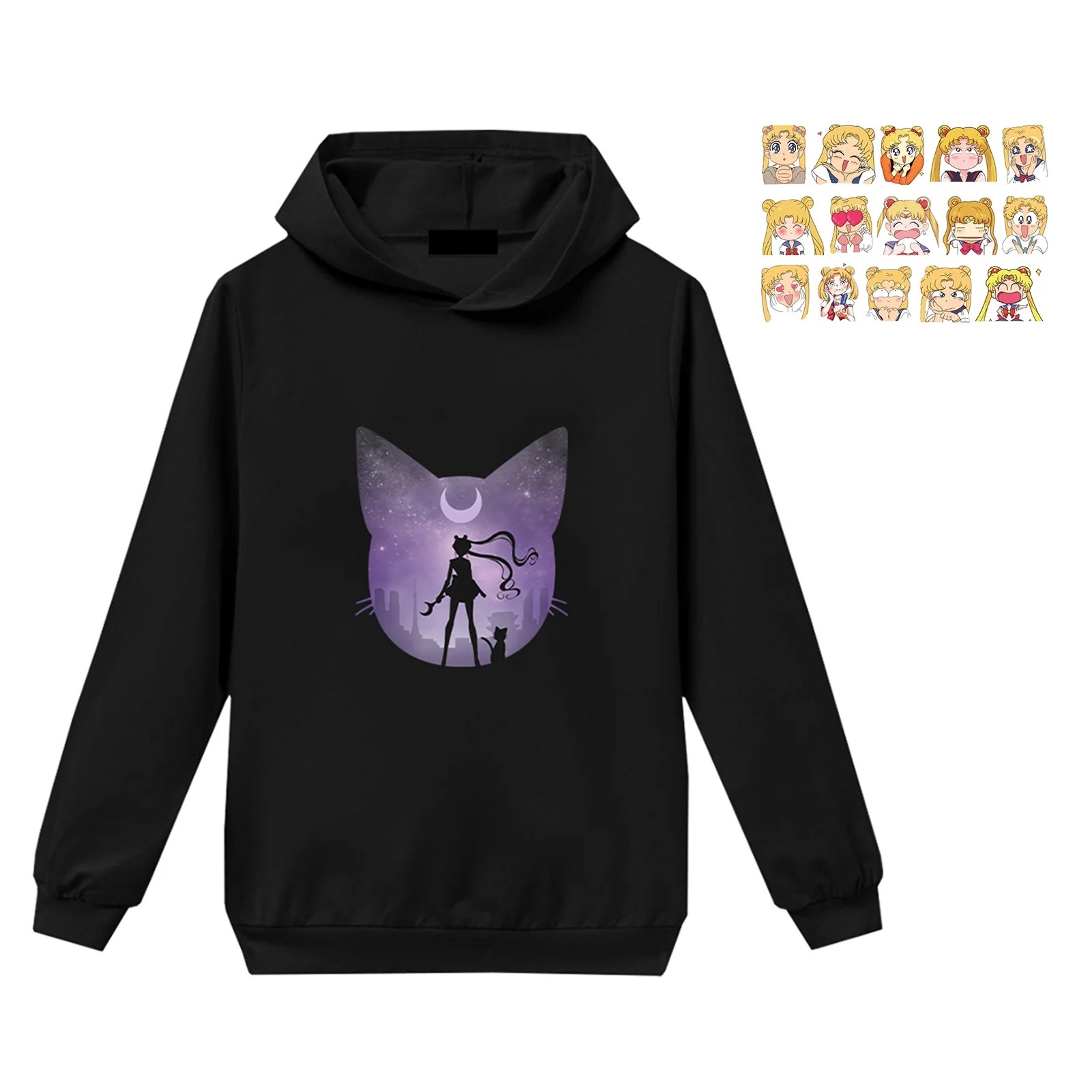 taicanon sailor moon hoodie for kids anime print graphics anime cosplay costume soft pullover sweatshirt and children stickers girls boys walmart com