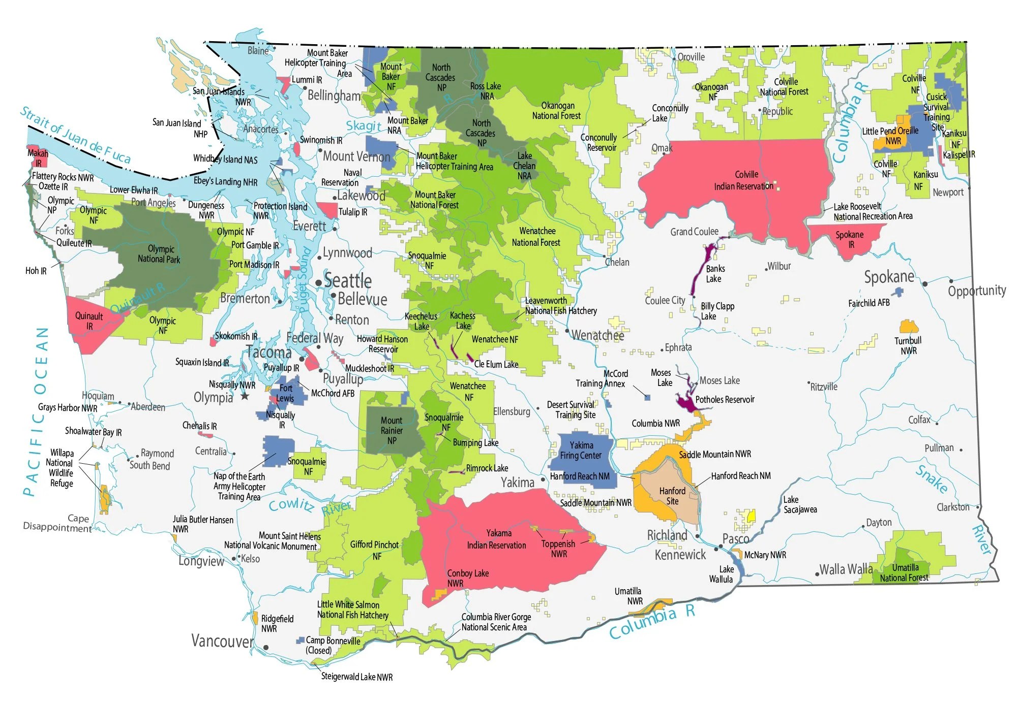 Washington state map places
