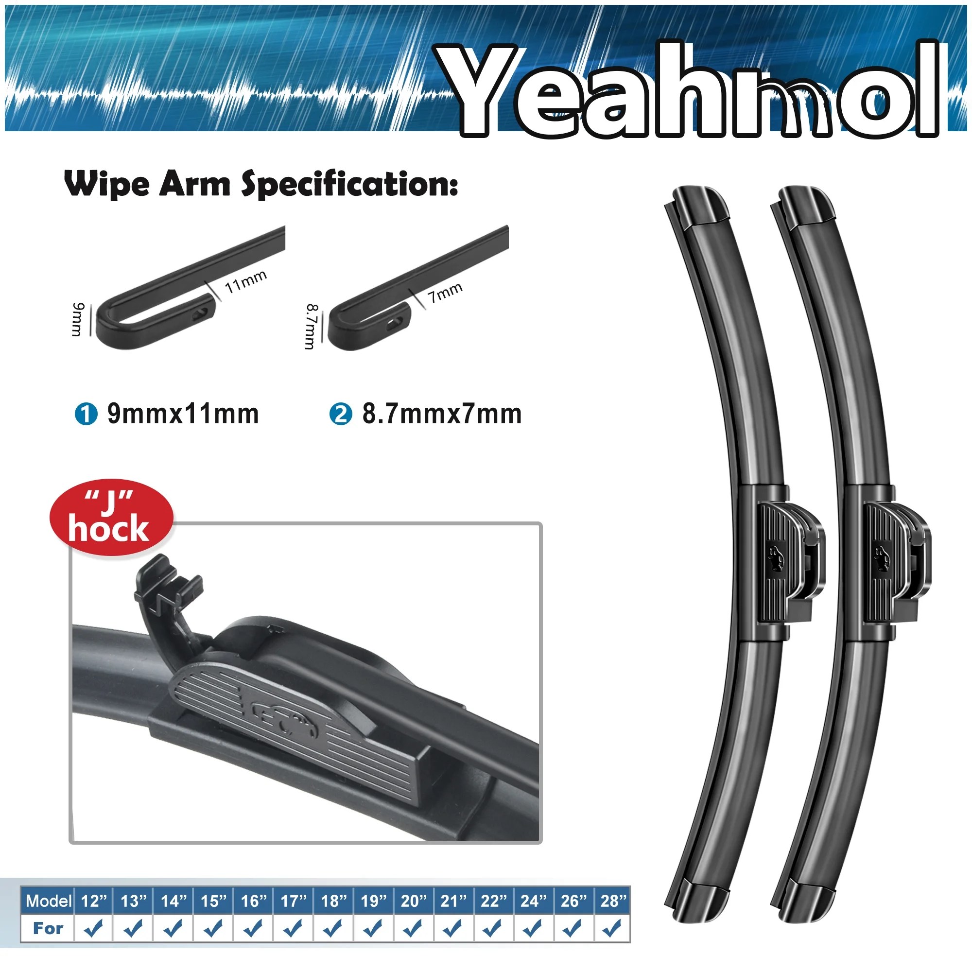 Yeahmol 26"+19" fit for toyota sienna 2008 windshield wiper blades