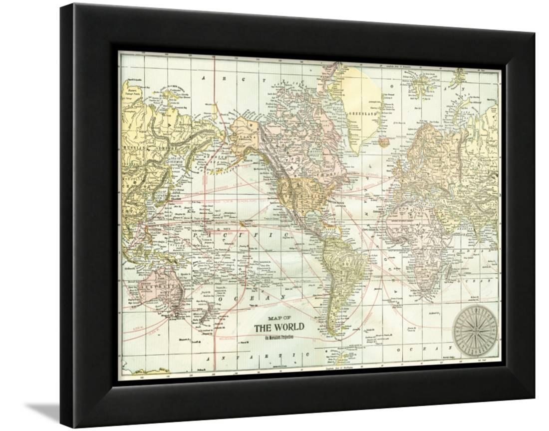 world map framed print wall art walmartcom walmartcom