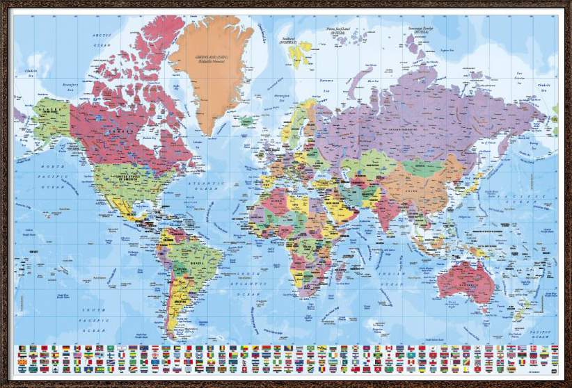 map of the world framed poster print political world map with