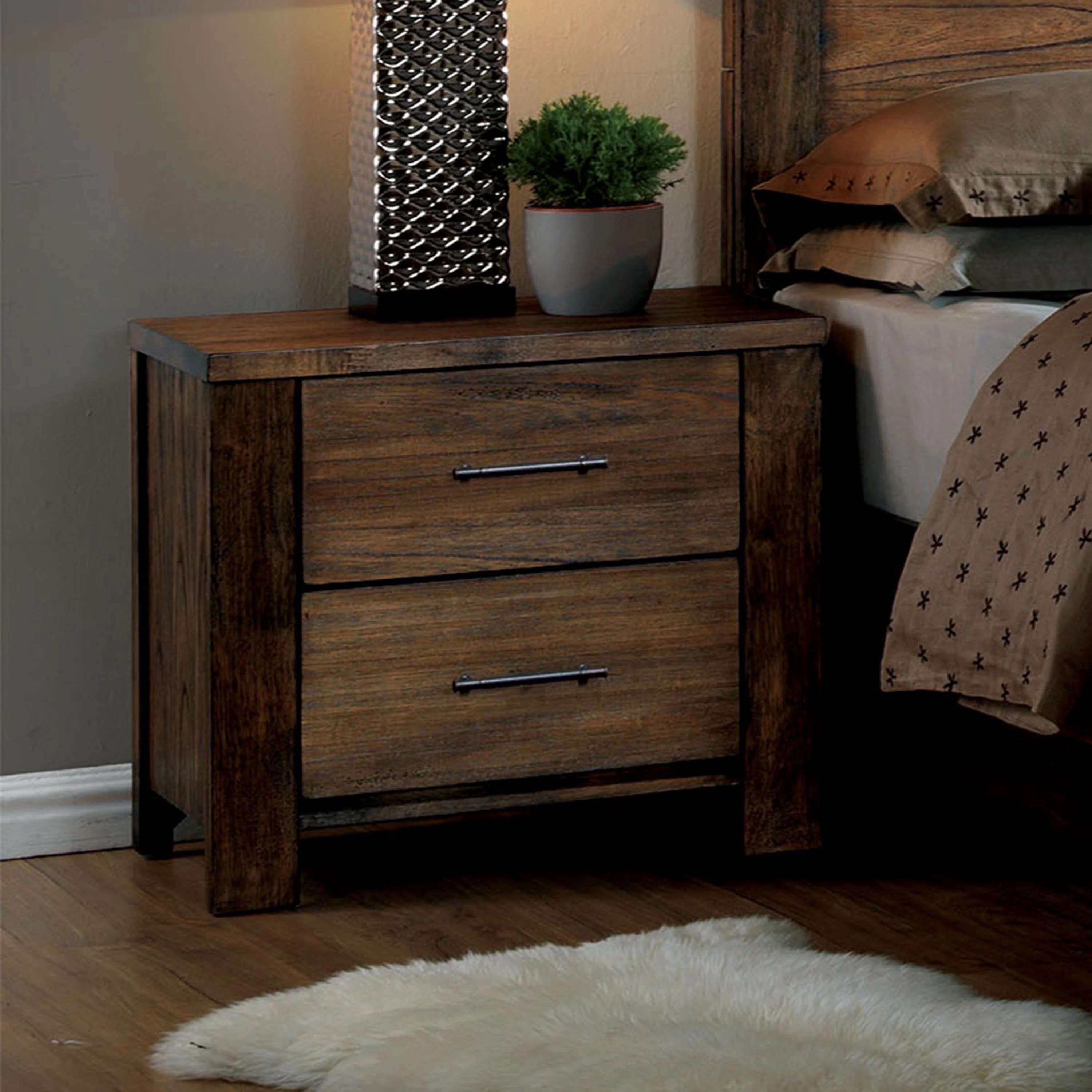 We made two nightstands, costing us a whopping $27 total! furniture of america madera rustic nightstand with 2 drawer antique oak walmart com