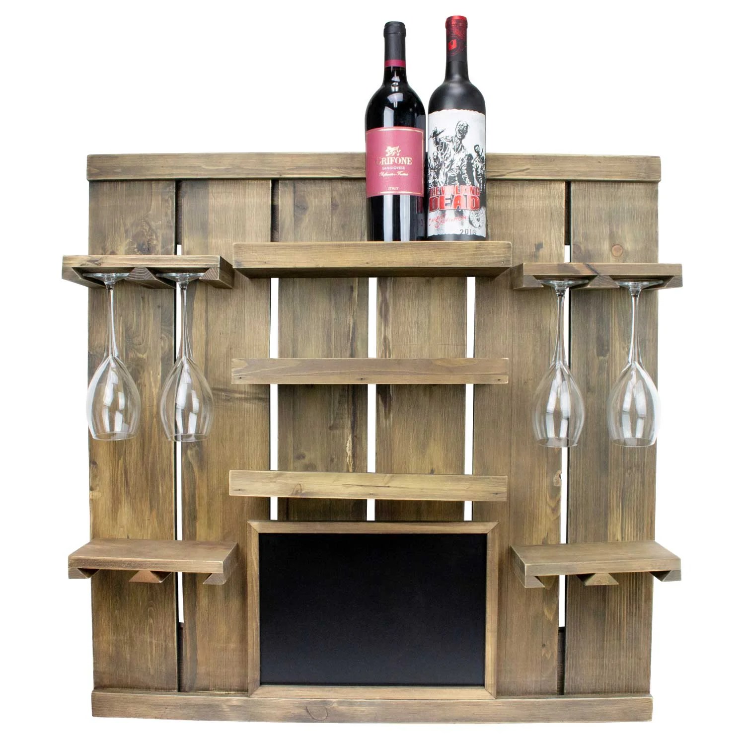 Atterstone chalkboard wine rack shelf, wall mounted, wooden wine rack
