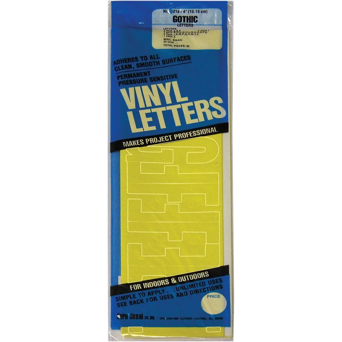 permanent adhesive vinyl letters 4 95pkg yellow