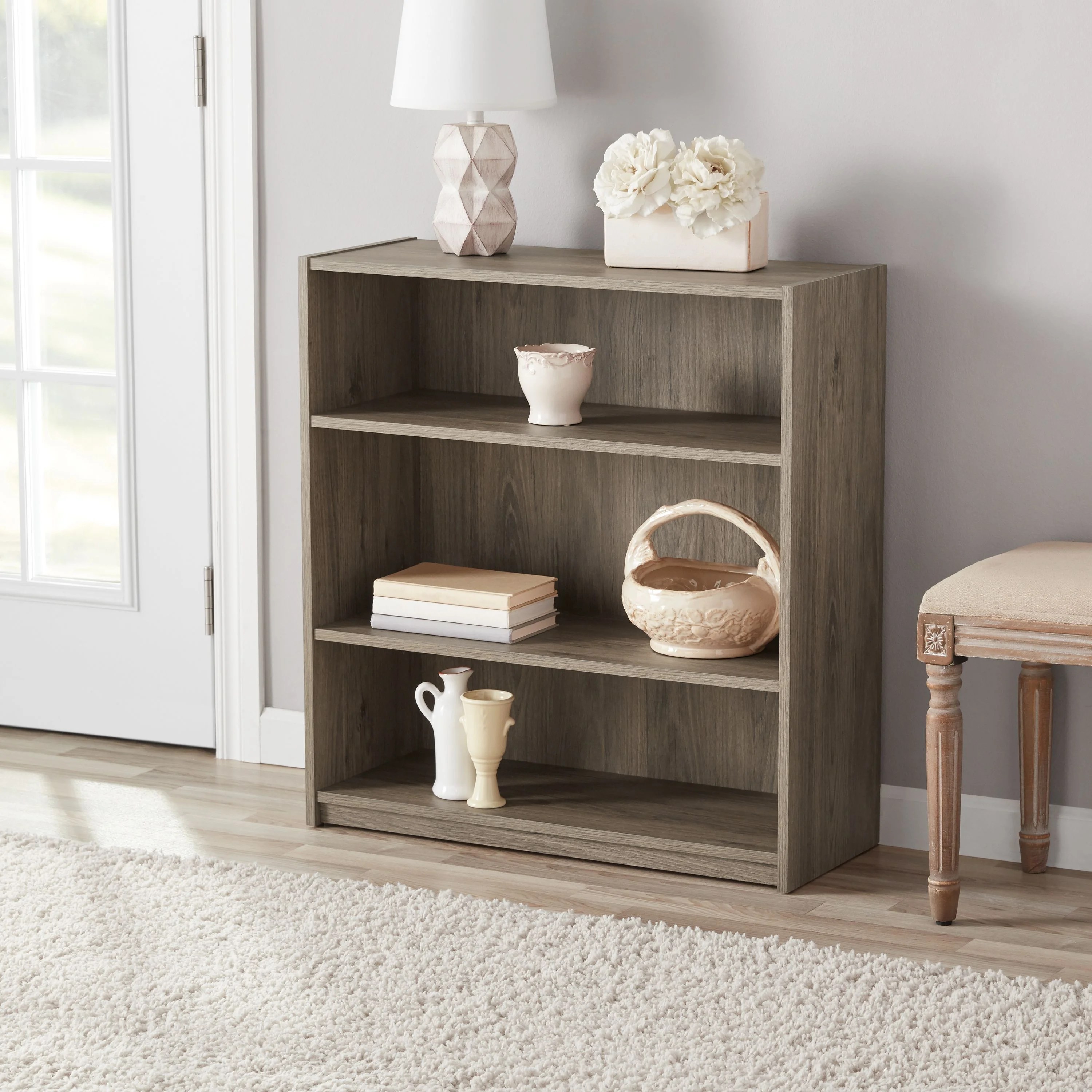 English regency glass door bookcase is made of mahogany and fruit wood, the sides are grain painted over pine, glass door with demilune design, two interior shelves. mainstays 31 3 shelf standard bookcase rustic oak