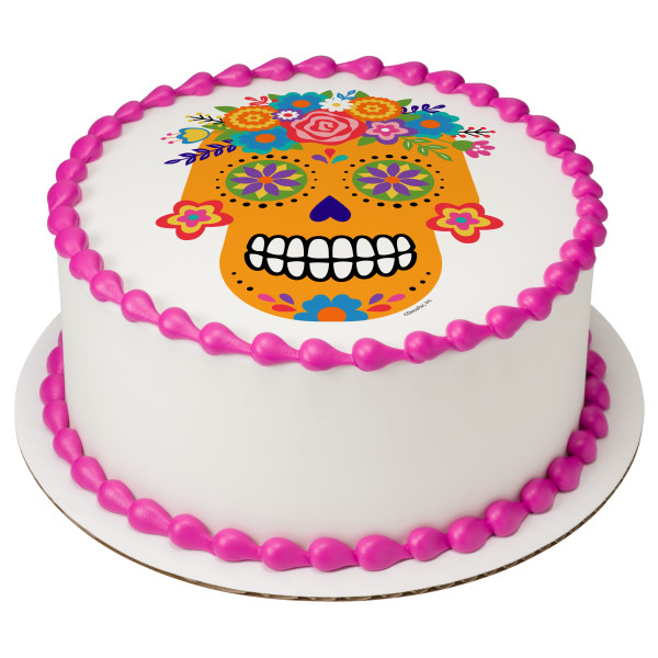 Check out our sugar skull cake selection for the very best in unique or custom,. Floral Sugar Skull Edible Image Cake Topper 8 Round Walmart Com