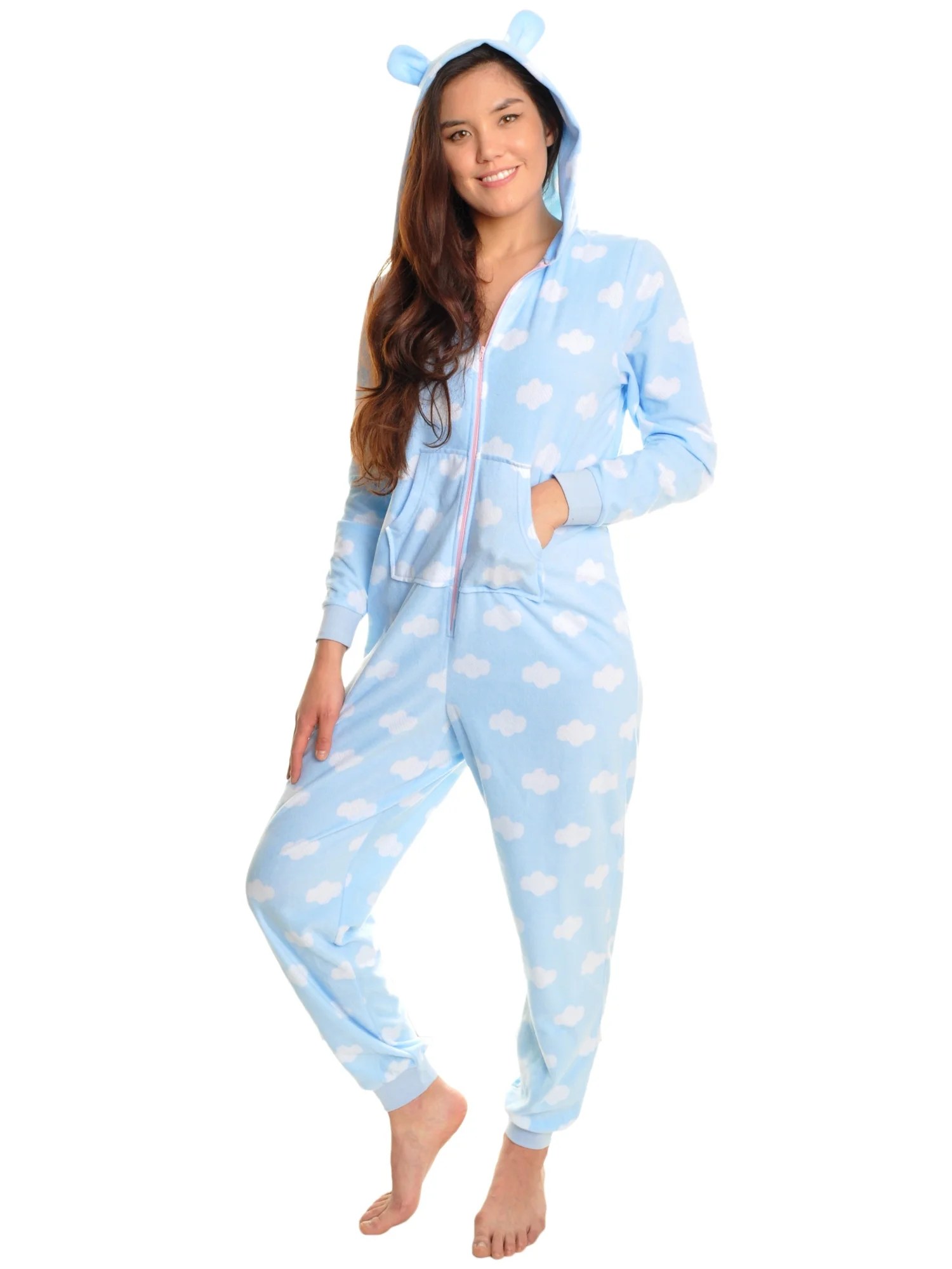 Angelina - Angelina Adults' Fleece Novelty One-Piece Hooded Pajamas (1
