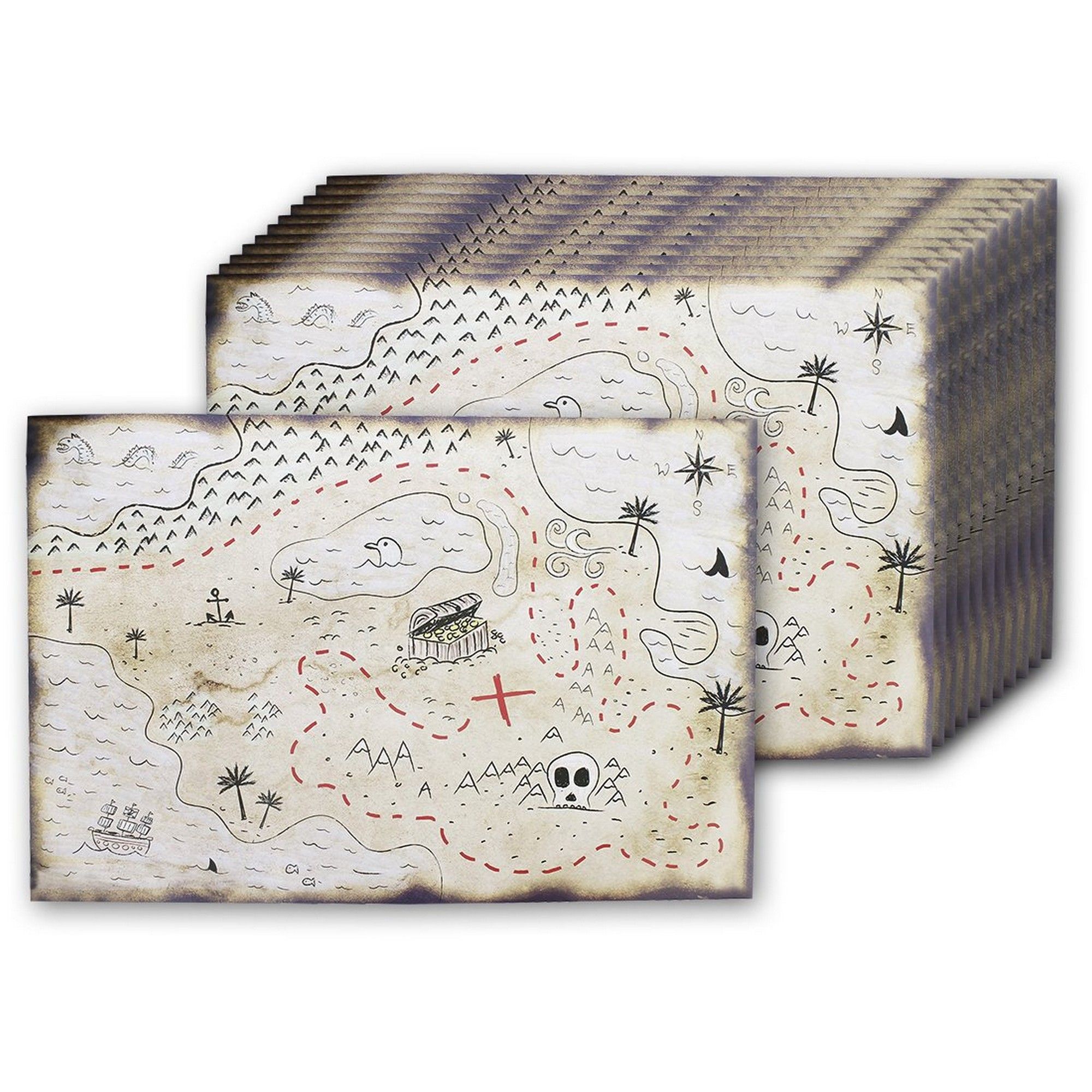 12 pack roll up pirate treasure maps for birthday party favors and supplies vintage skull design double sided 12 x 18 in walmart com
