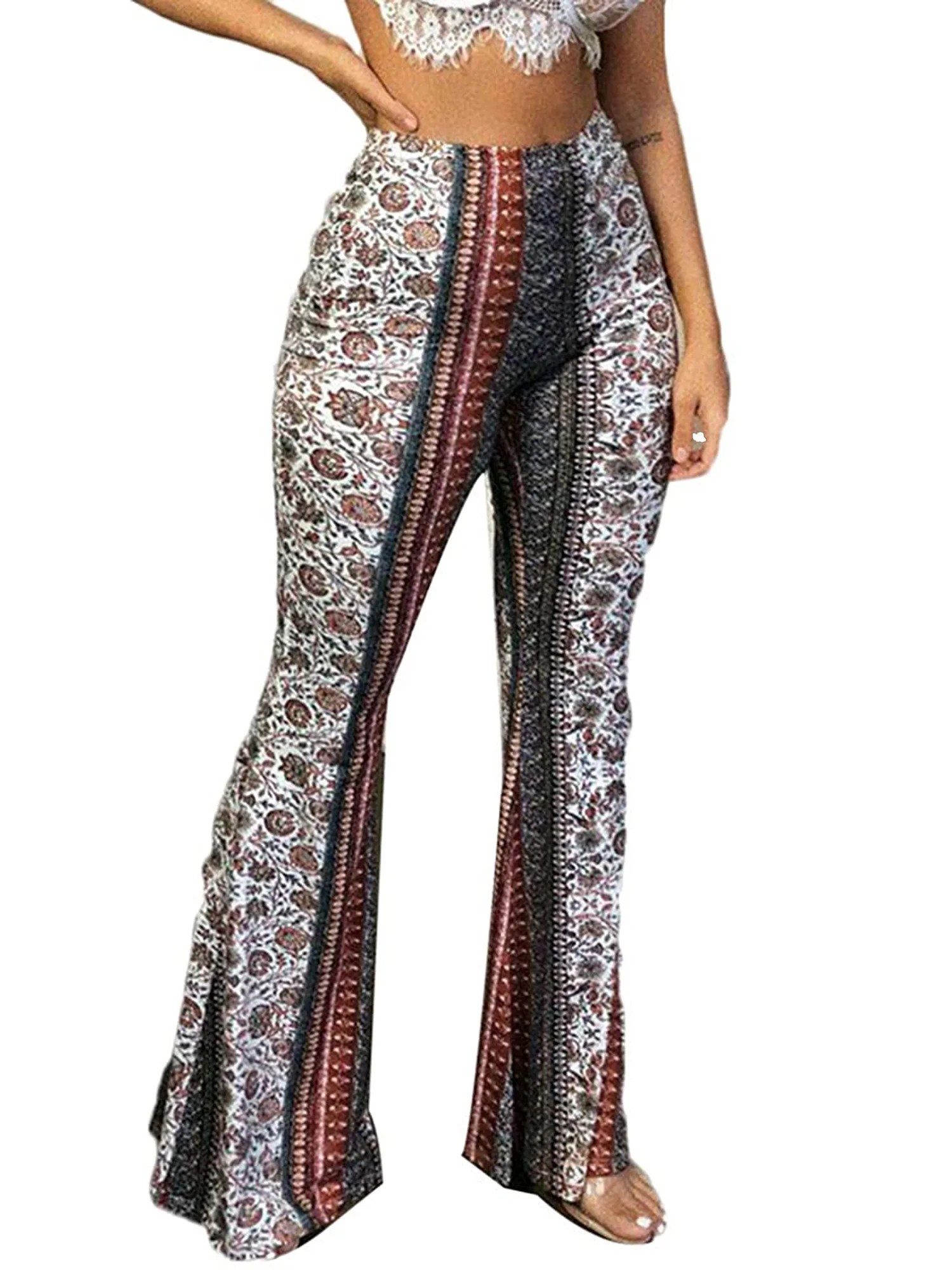 Jbeelate women stretch bell bottom trousers gypsy wide leg loose