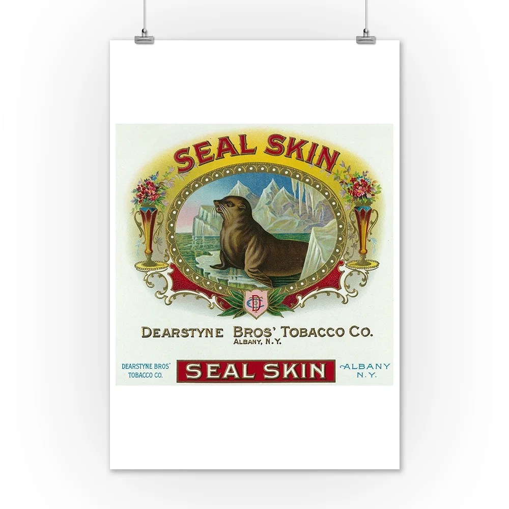 seal skin brand cigar box label 12x18 art print wall