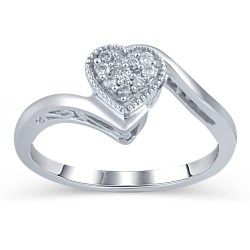 ring heart silver diamond sterling walmart promise accent