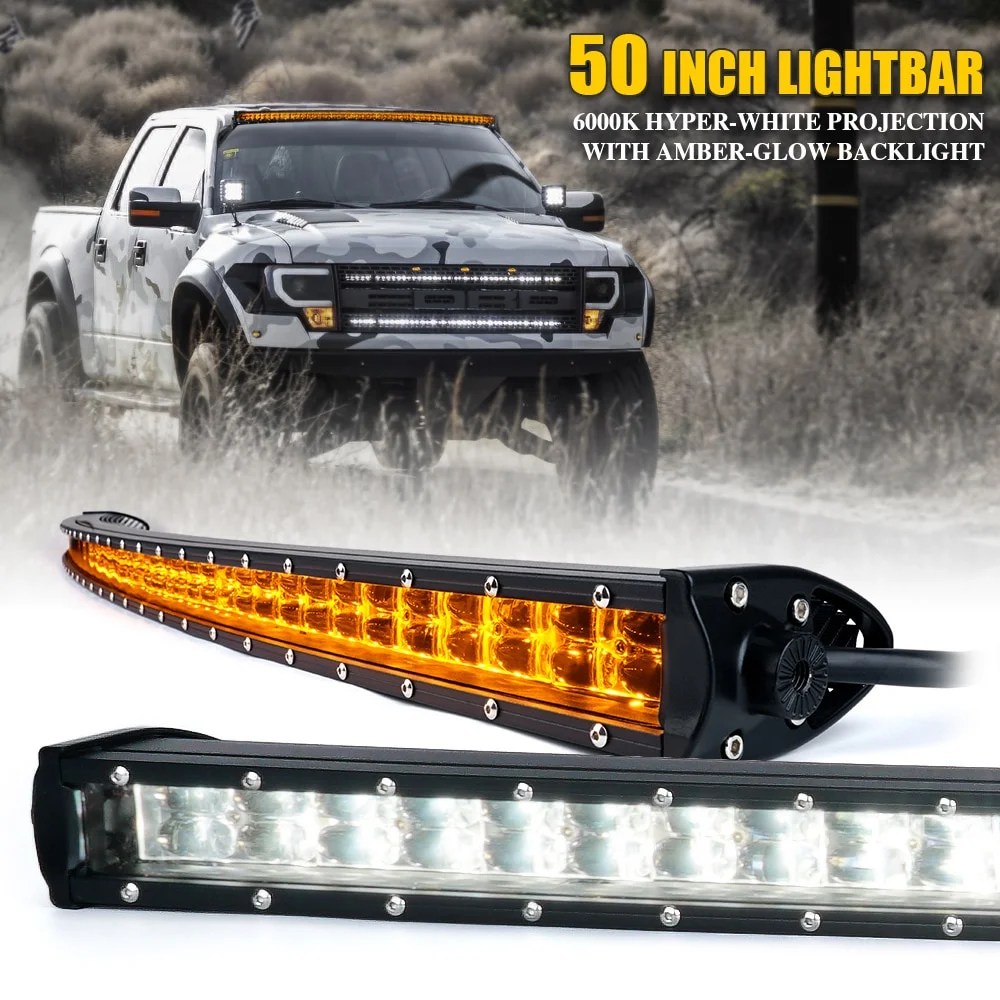 Xprite Sunrise Series 50 Double Row Curved Led Light Bar With Amber Backlight Walmart Com