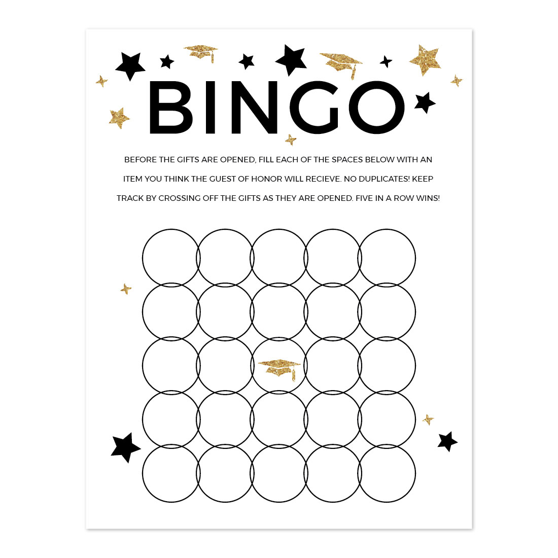 white and gold glittering graduation graduation bingo game cards 20