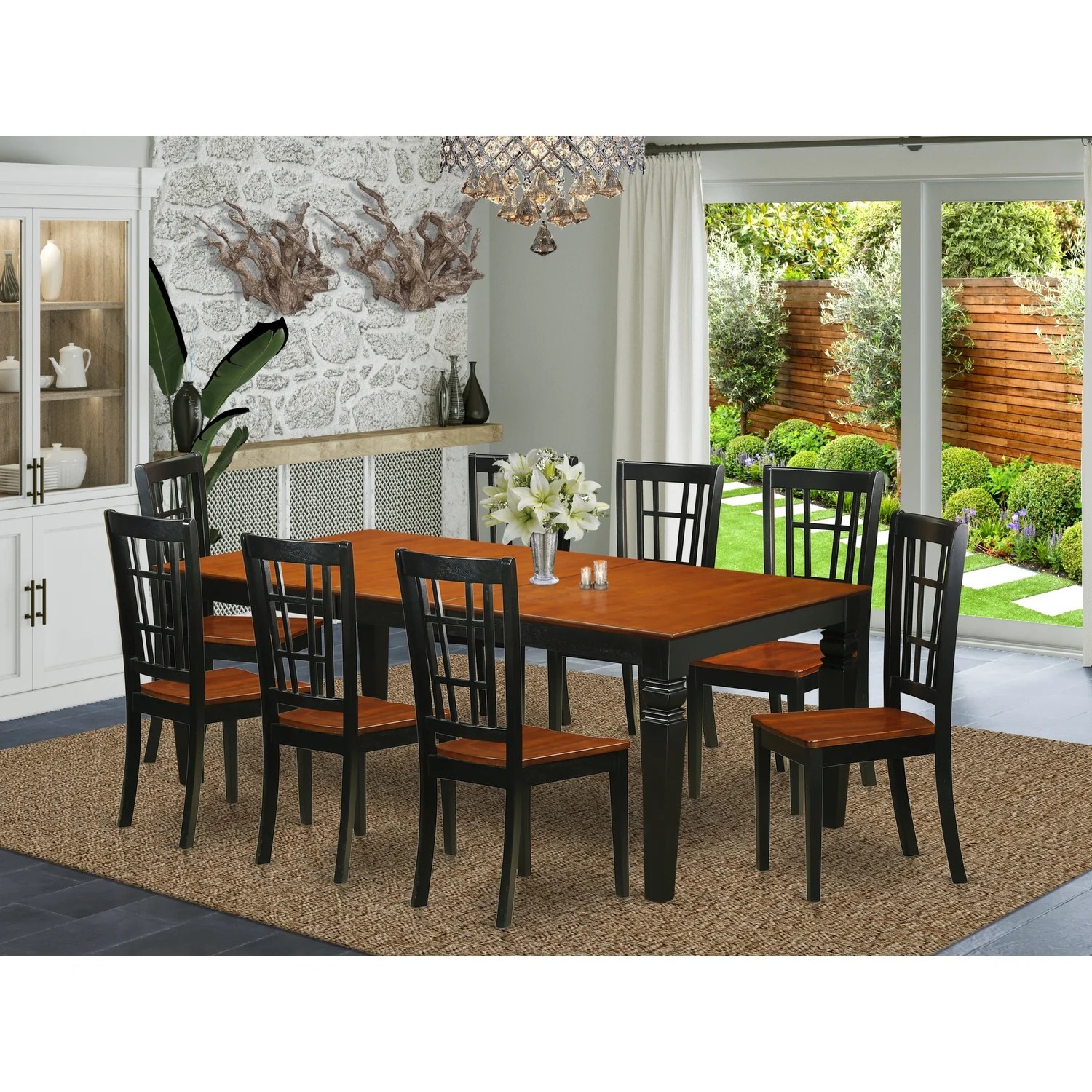 Find the dining room table and chair set that fits both your lifestyle and budget. Dining Room Set Dining Table And Dining Chairs Finish Black Cherry Number Of Items 9 Shape Rectangular Style Wood Seat Walmart Com
