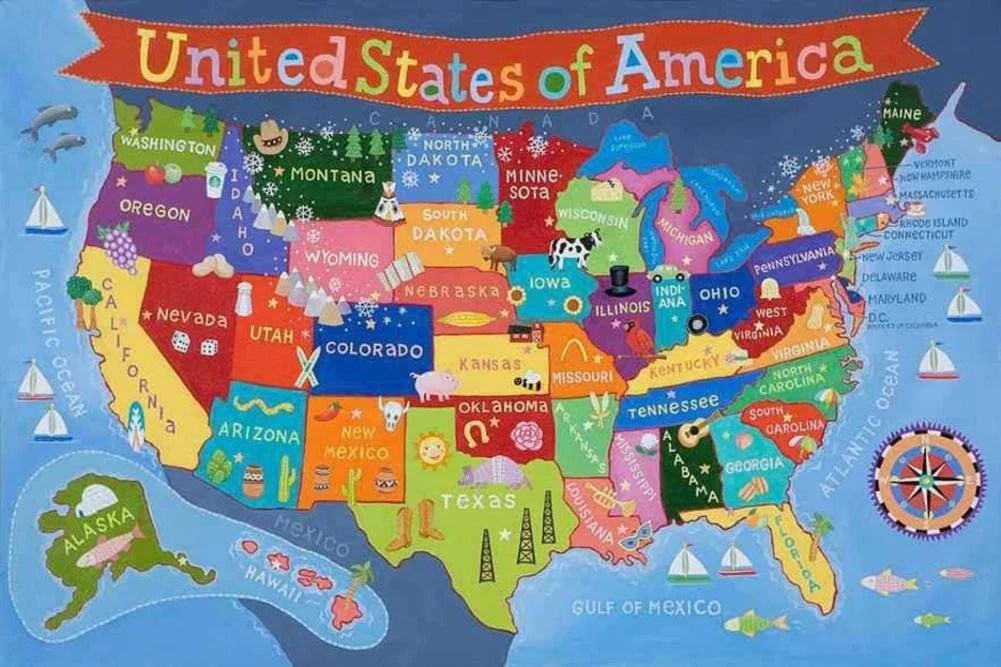 kids usa laminated map laminated poster 36 x 24in by round world