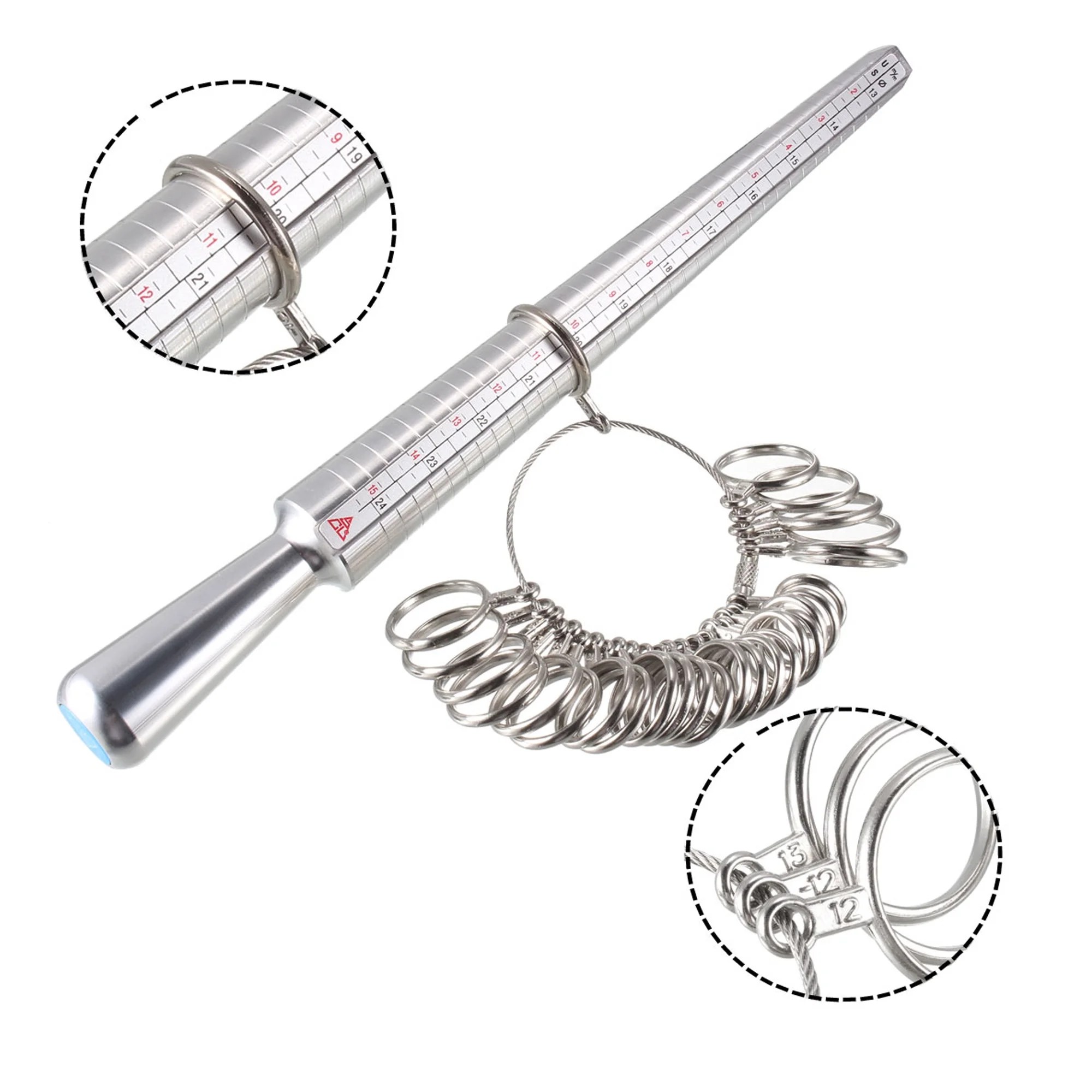 ring sizer mandrel kit finger measuring gauge ruler with circle models