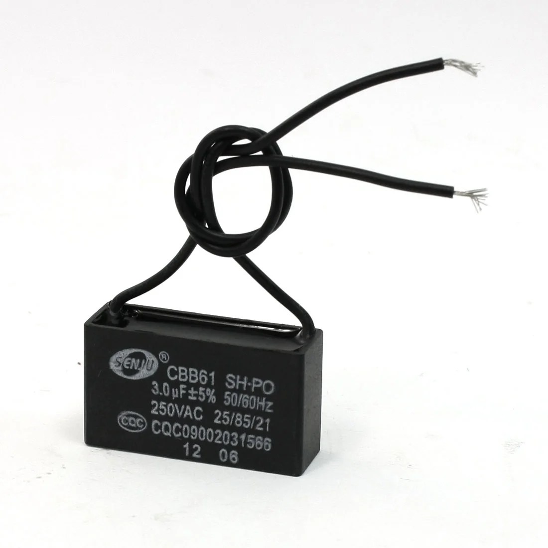 Unique Bargains Cbb61 250vac 3uf 5 2 Black Wired Fan Motor Run Start Up Capacitor