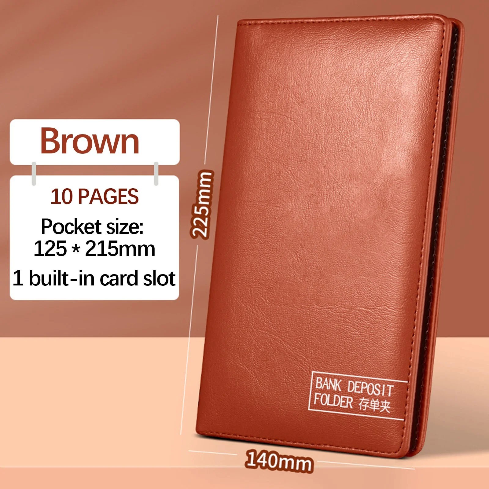 Bank deposit organizer, leather cover with magnetic closure, for