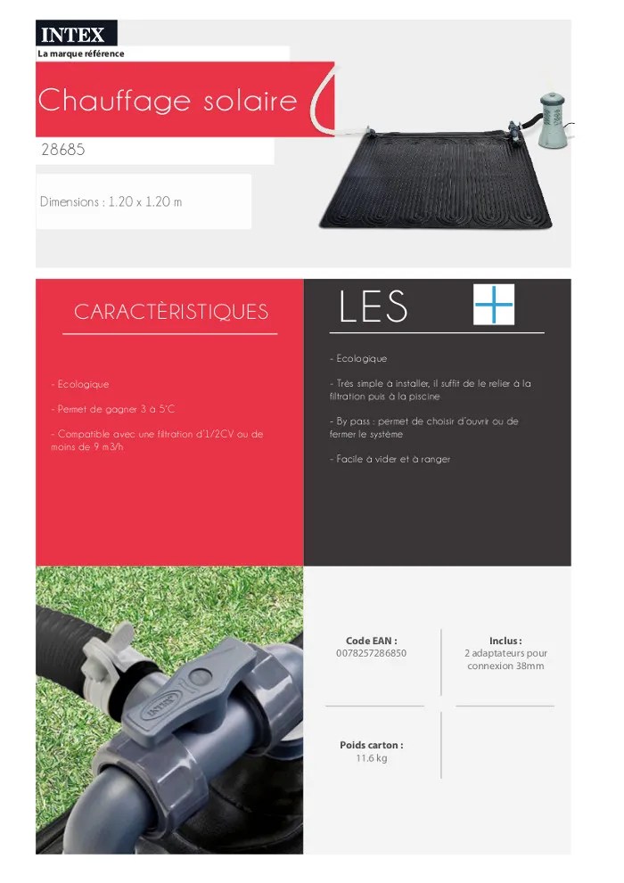 Intex Tapis Solaire Pour Piscine 120x120cm 28685 Au Meilleur Prix Sur Idealo Fr