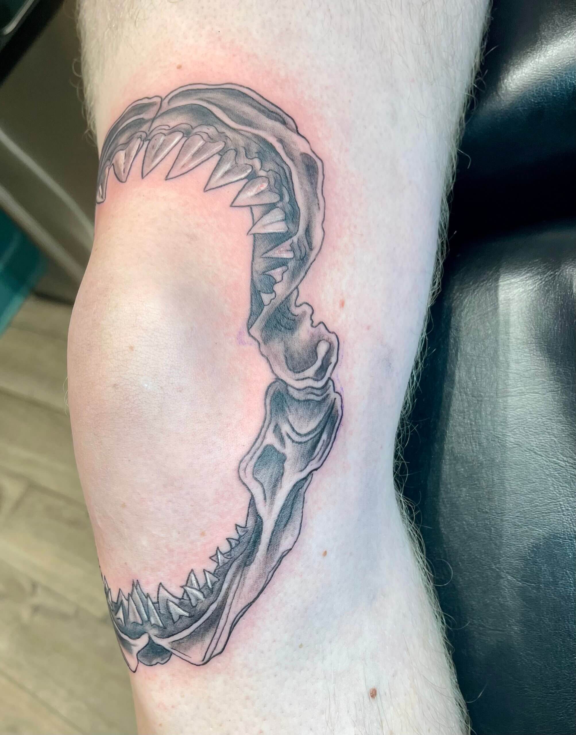 Shark jaw tattoo