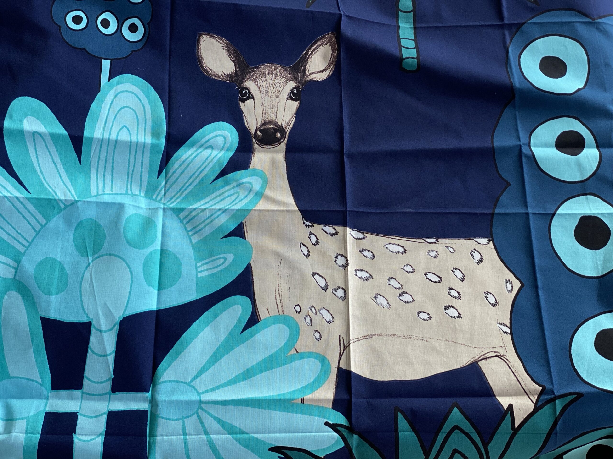 marimekko - marimekkoトレイ廃盤KAUNIS KAURIS Marimekko Kaunis Kauris Dark Blue/Turquoise Fabric Repeat