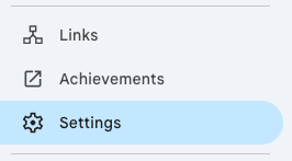 Google search console Settings menu