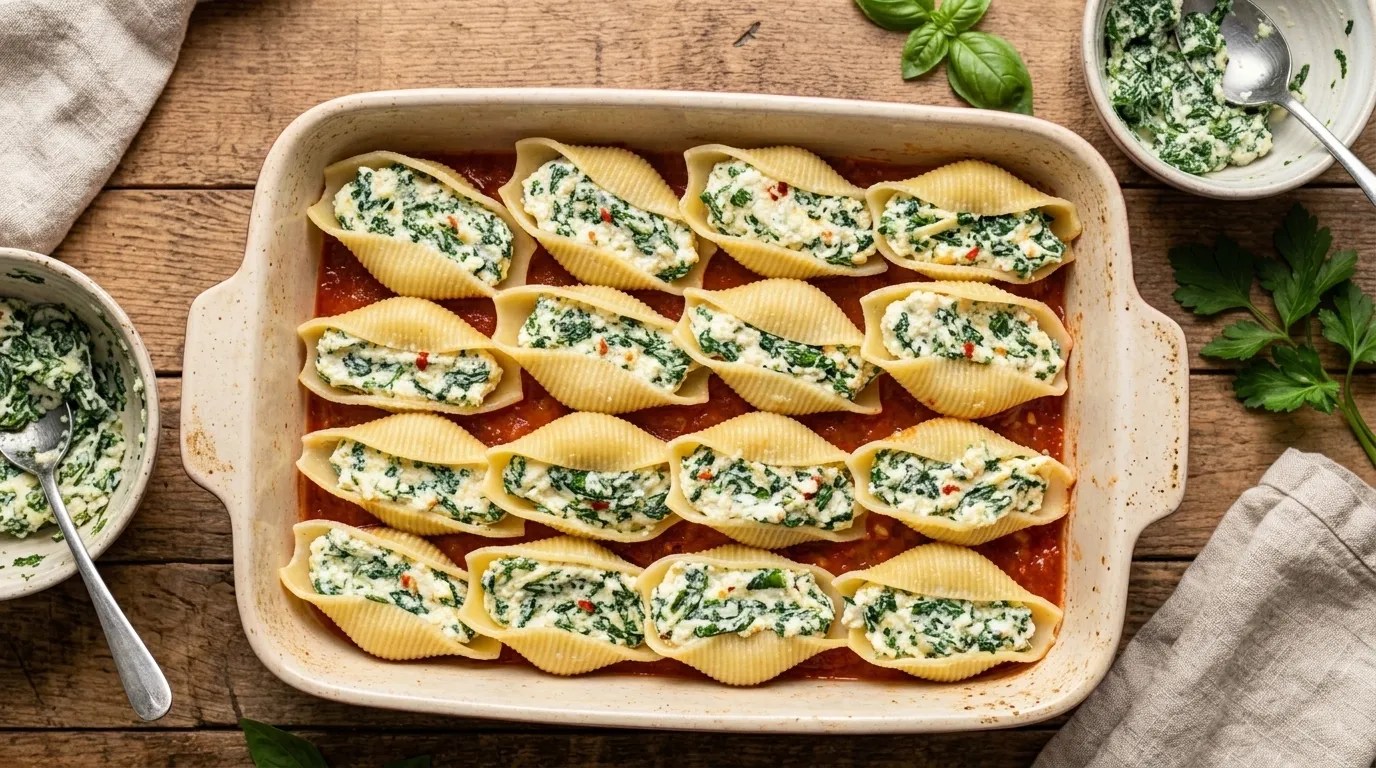 Spinach and Ricotta Stuffed Shells