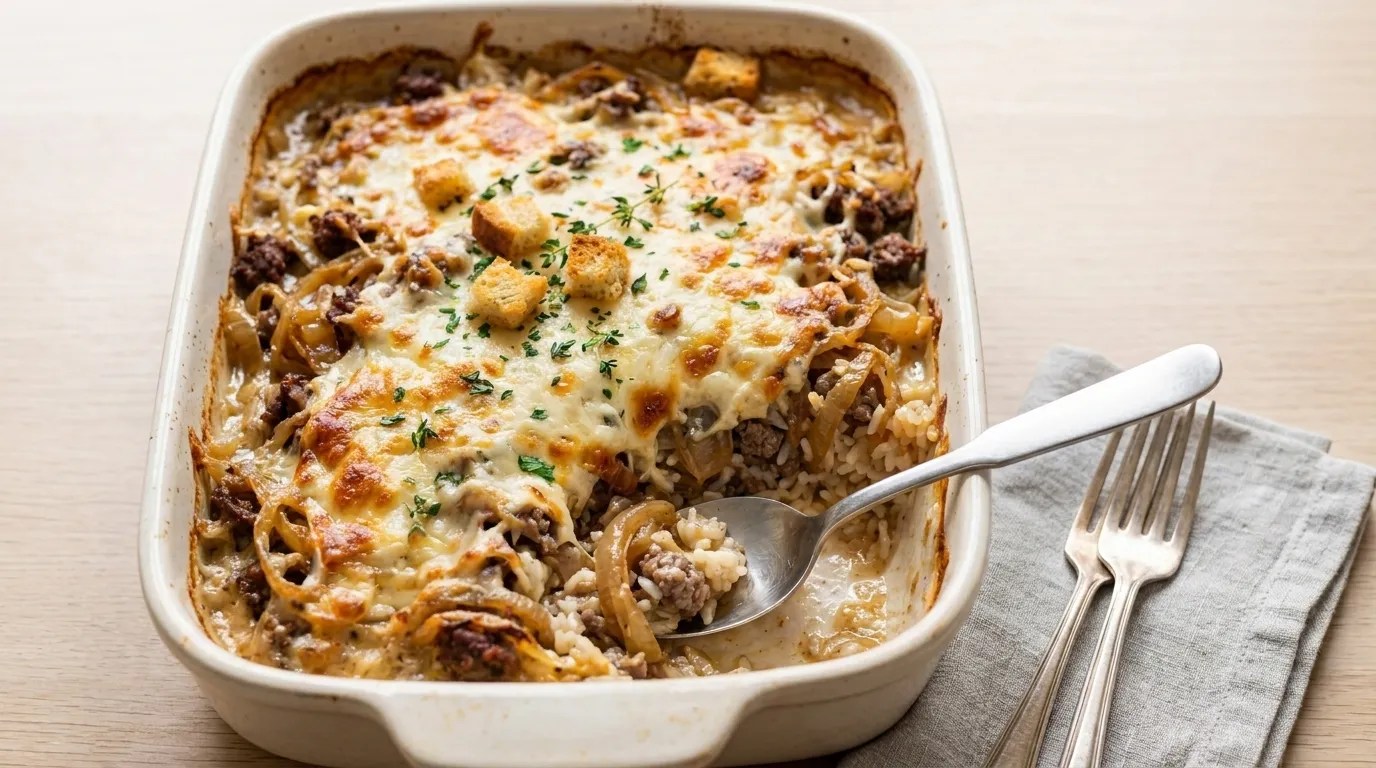 French Onion Beef and Rice Casserole Recipe