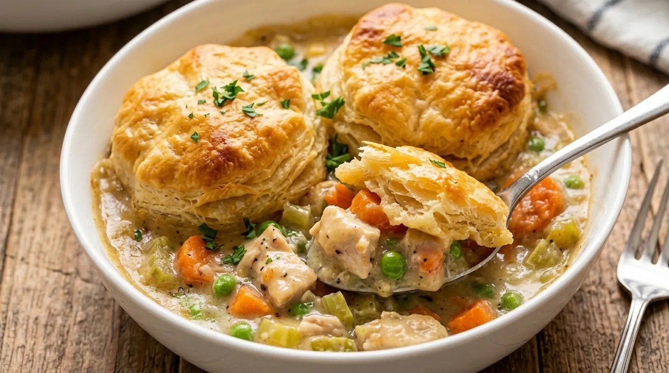 Turkey Pot Pie With Biscuits