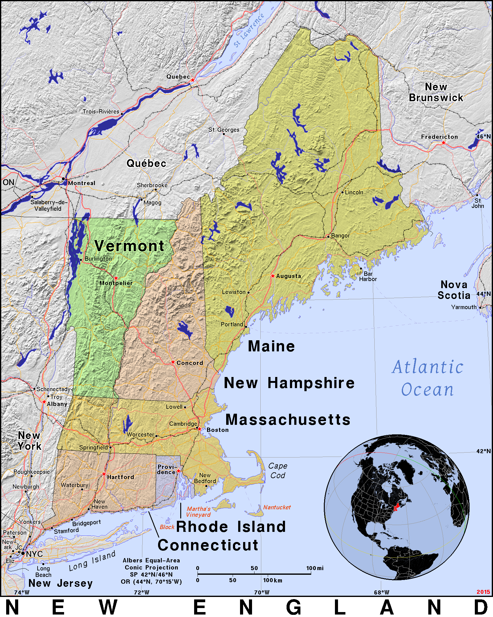 Map Of New England Printable Nengblu 