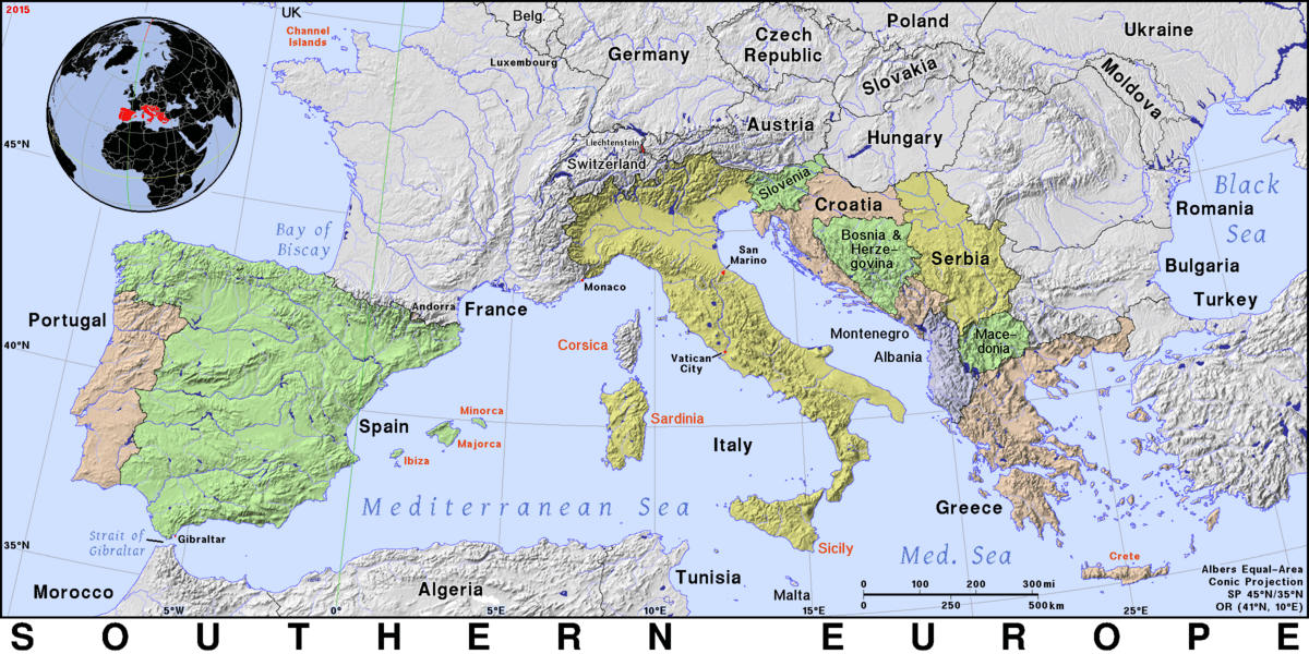 Southern Europe Physical Map Seurblu2 