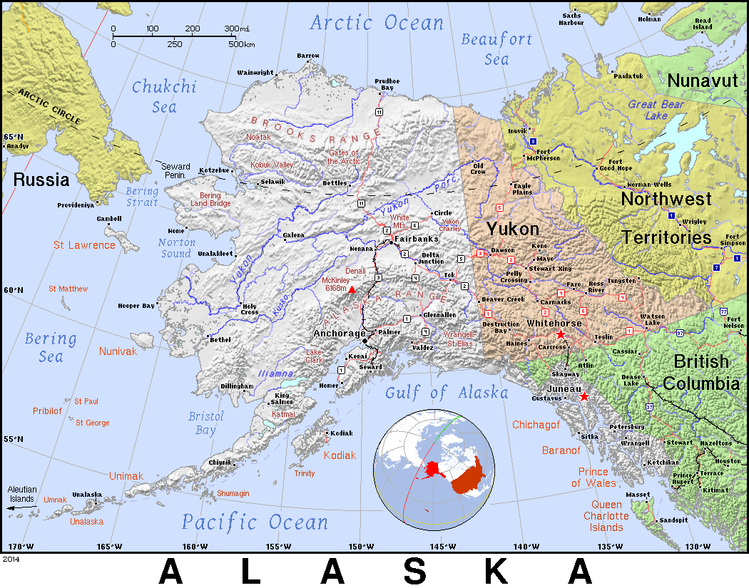 Alaska Map Continental Us Ak Blu 
