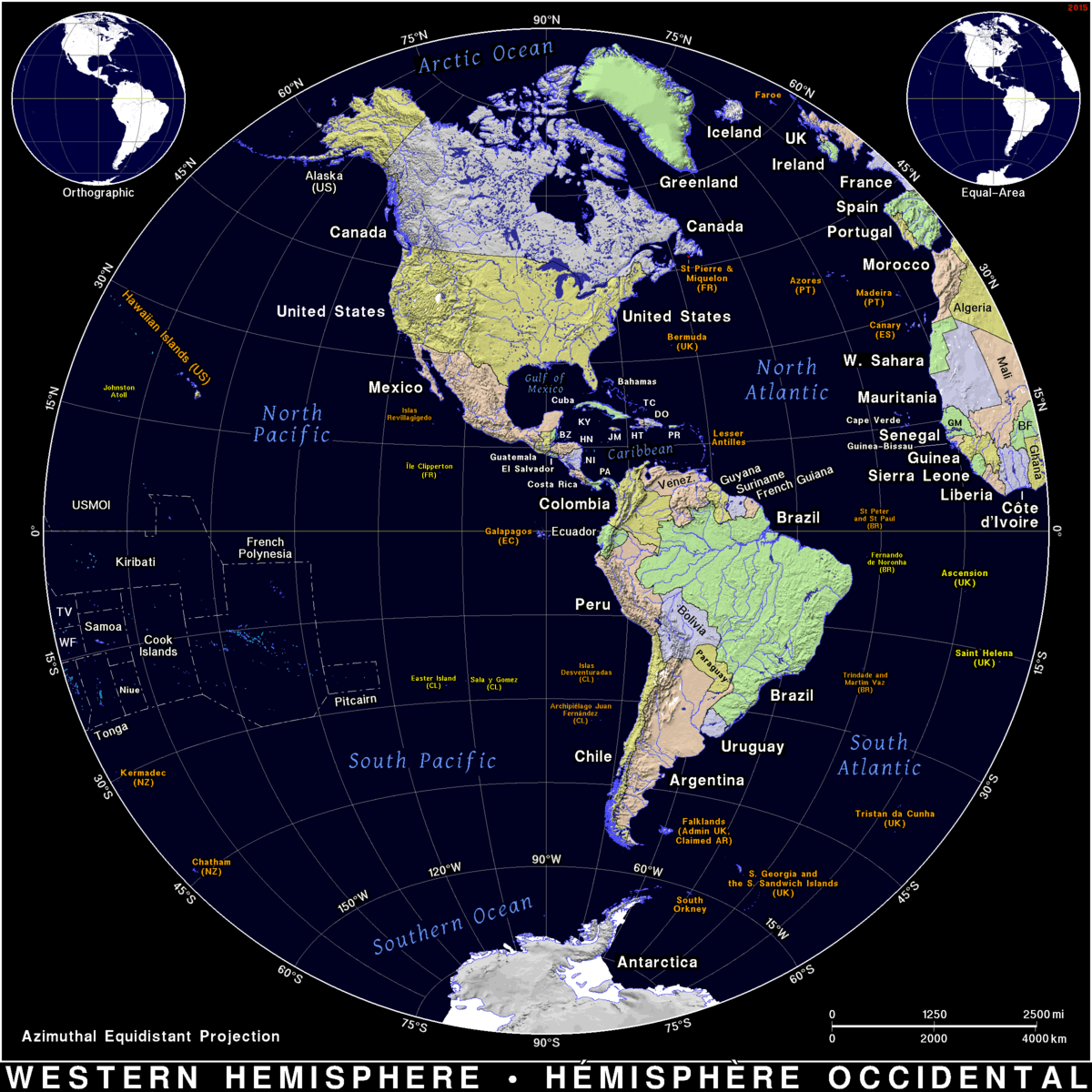 Political Map Of Western Hemisphere Whemblk2 