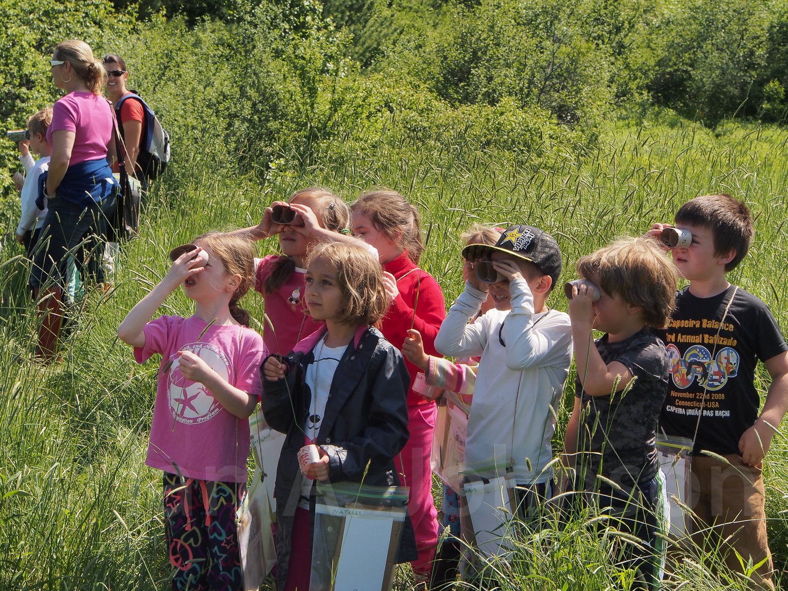 Kids learn about birds, birding and get great looks at birds at Riverpoint Conservation Area, West Falmouth, Maine