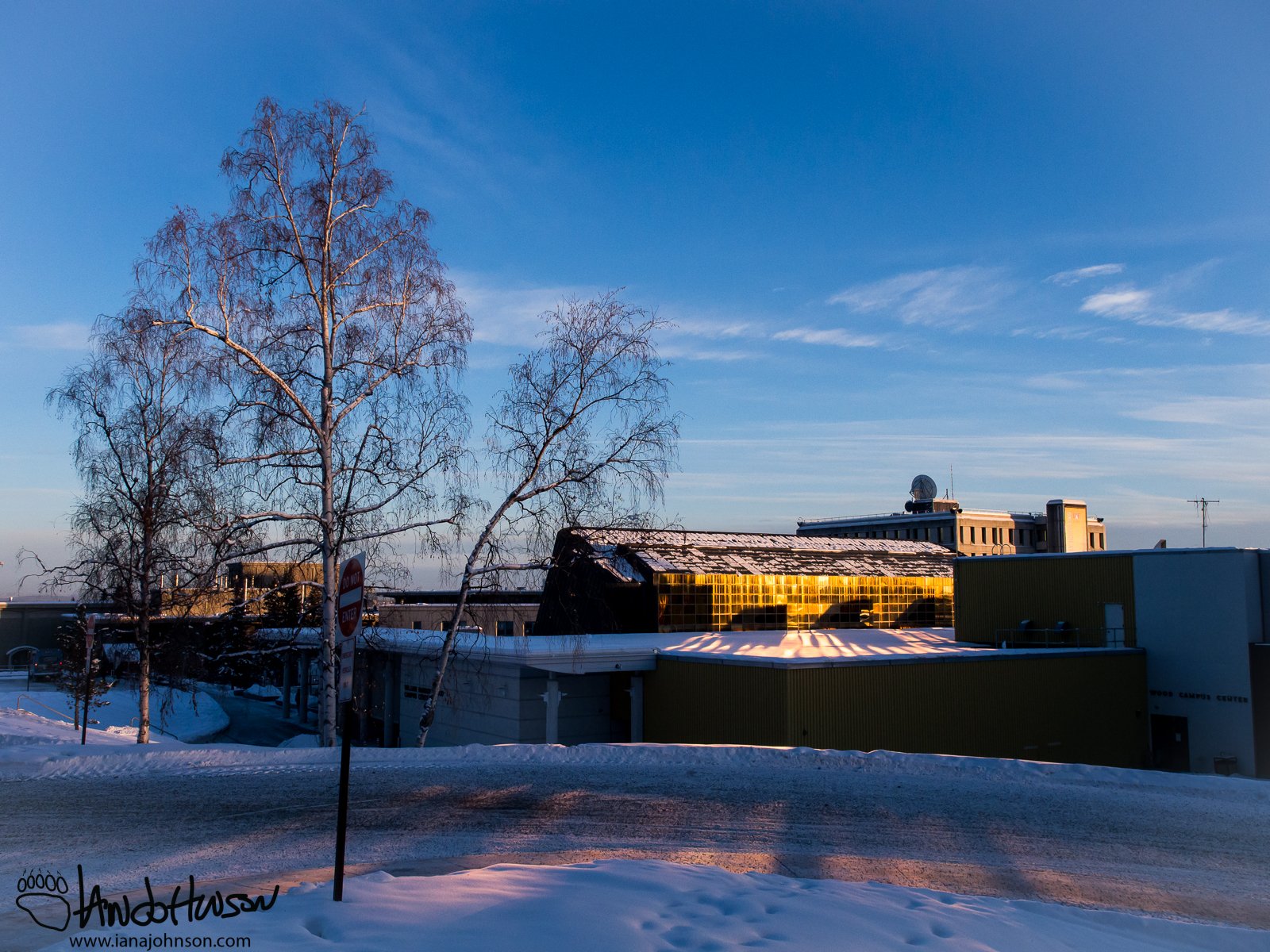 February 12 : Sunshine off the Wood Center at the University of Alaska Fairbanks