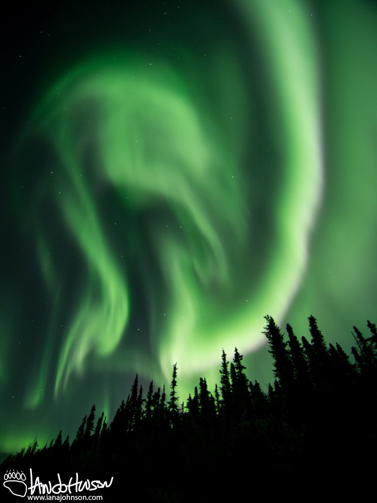 Like two circus performers, this these bands of aurora are folded together like they are dancing with each other.