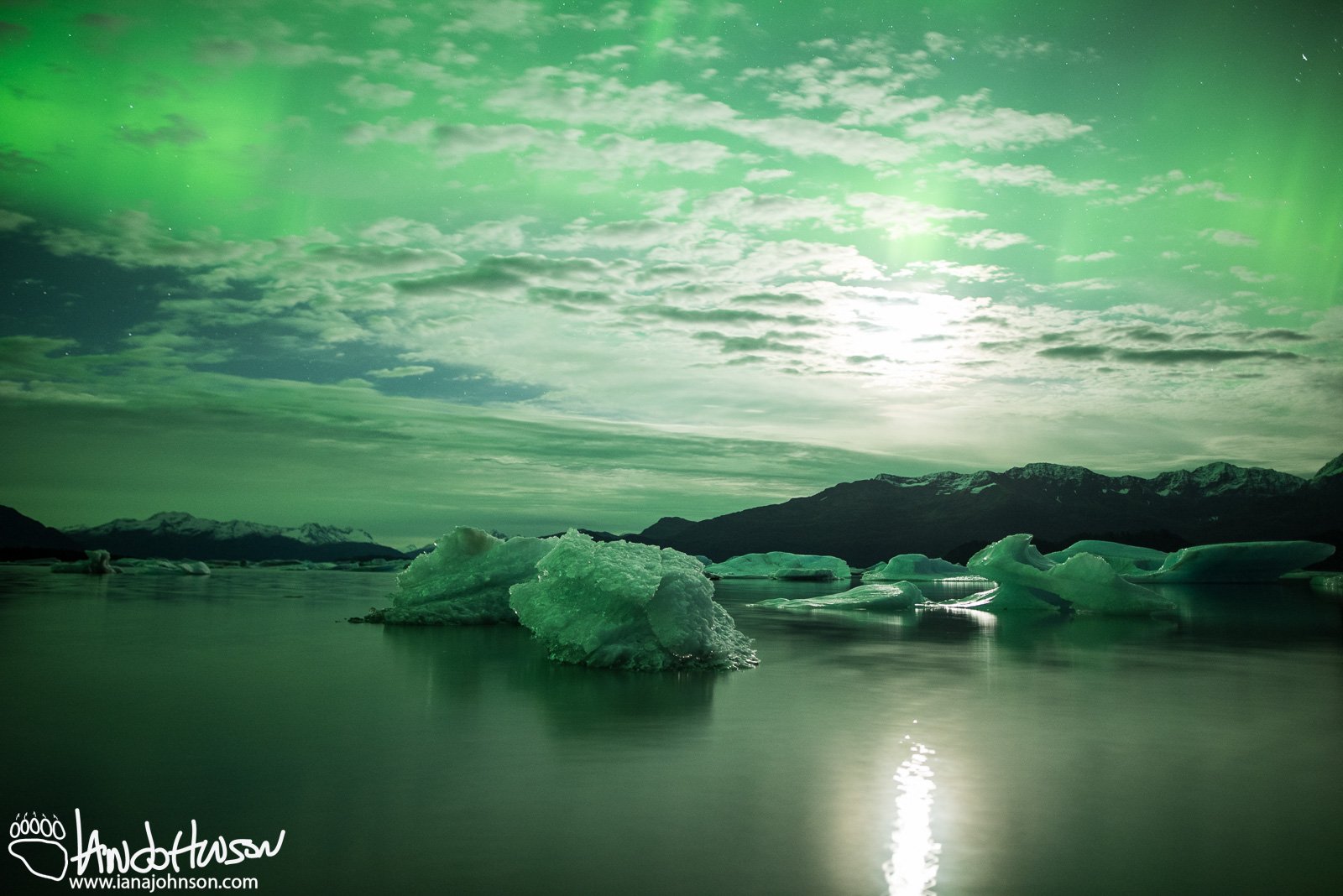 Yakutat Glacier, Aurora, Iceberg, Northern Lights, Alaska